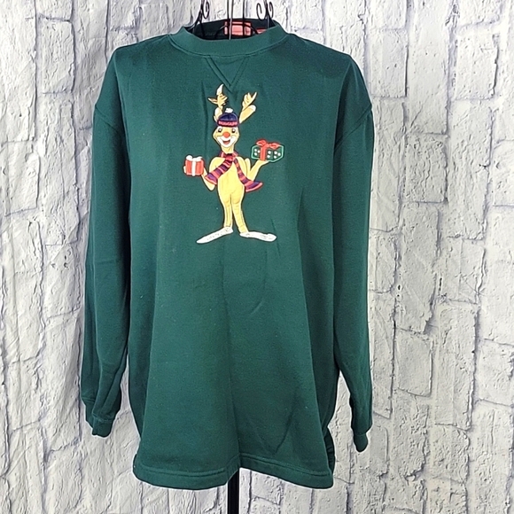 rudloph Tops - RUDOLPH REINDEER Green Graphic Sweatshirt